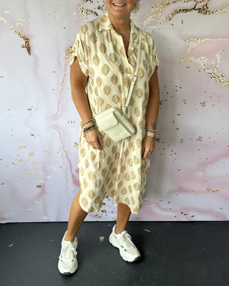 Liora™ | Robe printanière ample avec col à revers et manches courtes