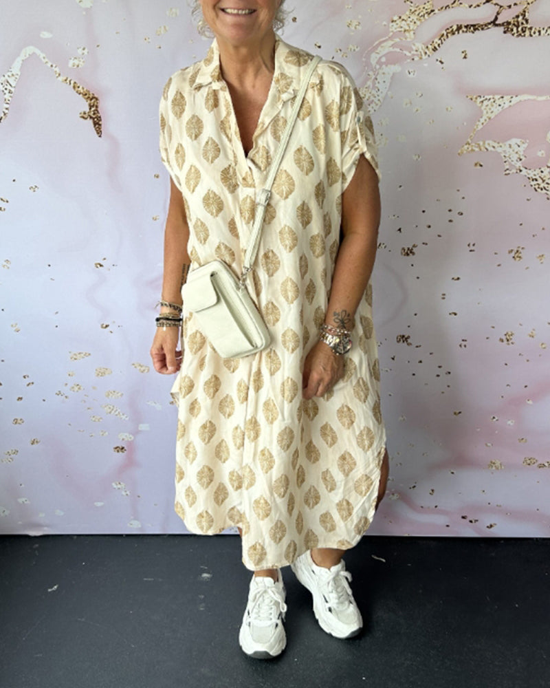 Liora™ | Robe printanière ample avec col à revers et manches courtes