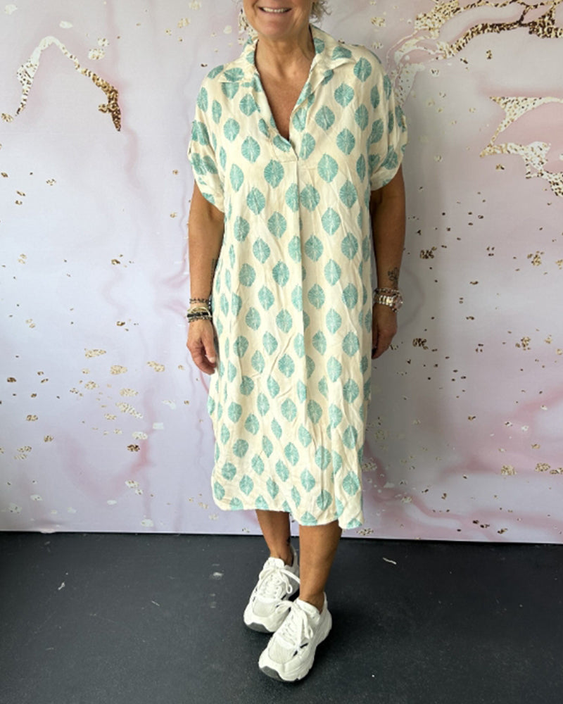 Liora™ | Robe printanière ample avec col à revers et manches courtes