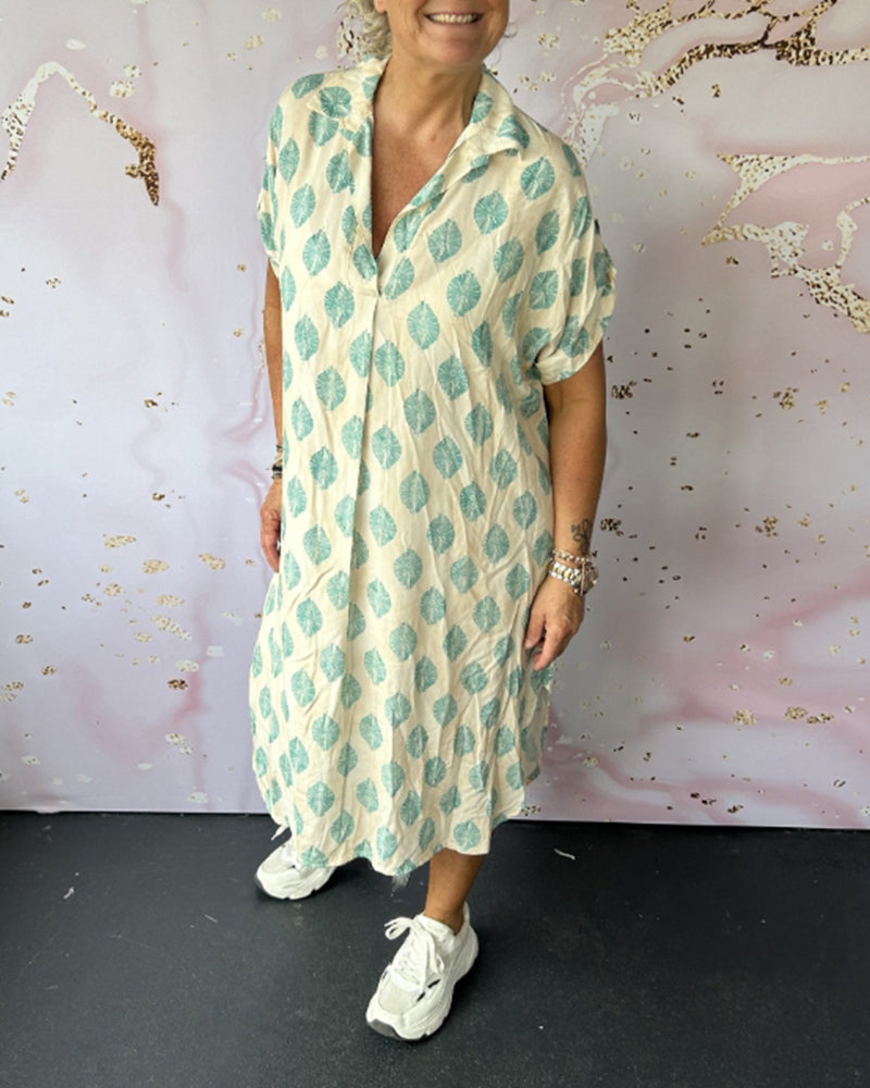 Liora™ | Robe printanière ample avec col à revers et manches courtes