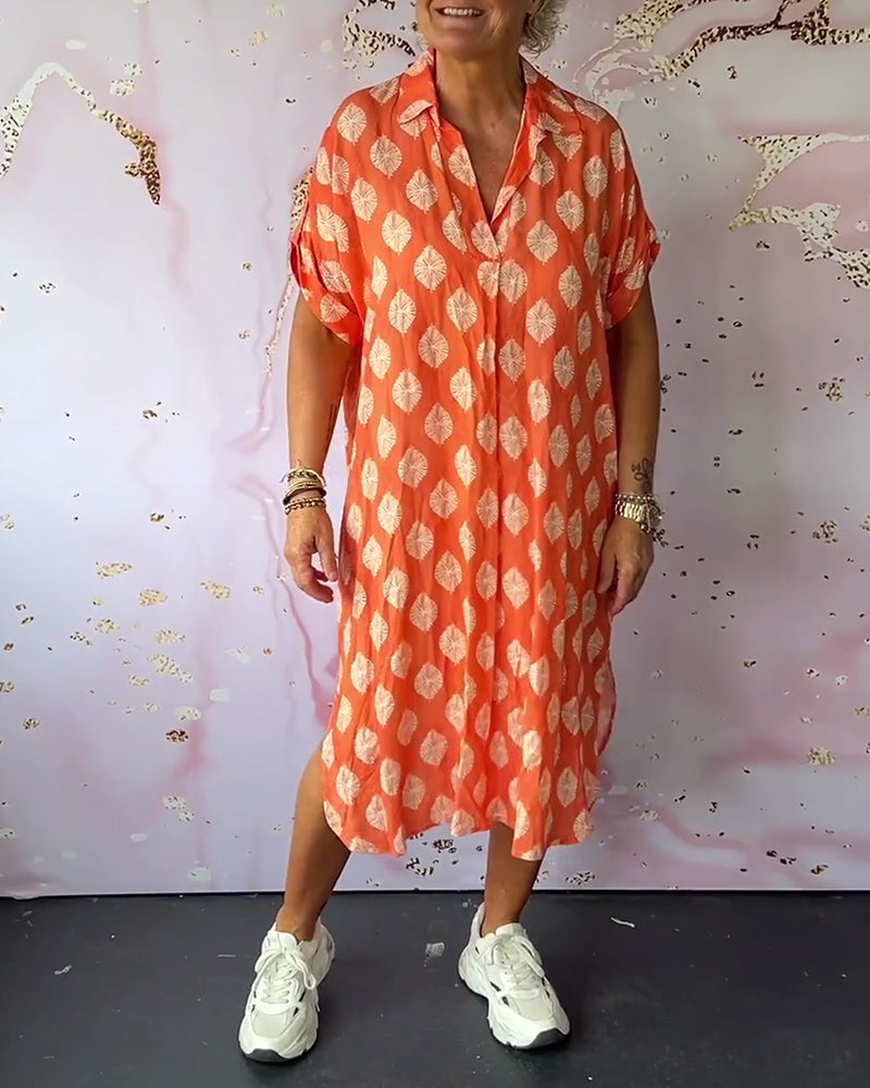 Liora™ | Robe printanière ample avec col à revers et manches courtes