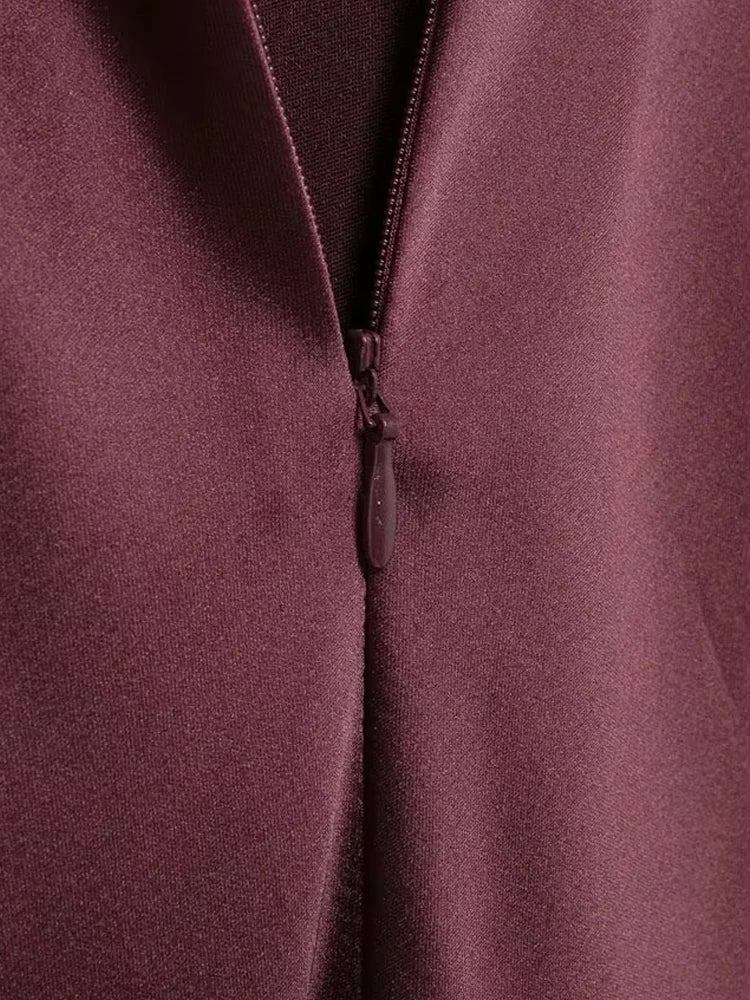 TRZA-Women's Long Satin Halter Dress, Backless, Bow Tied, Back Zipper, Female Dresses, Sexy Fashion