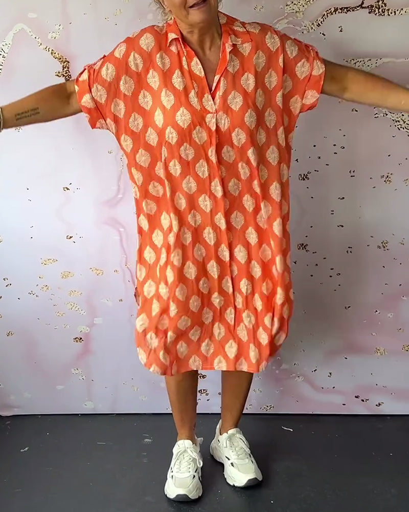 Liora™ | Robe printanière ample avec col à revers et manches courtes