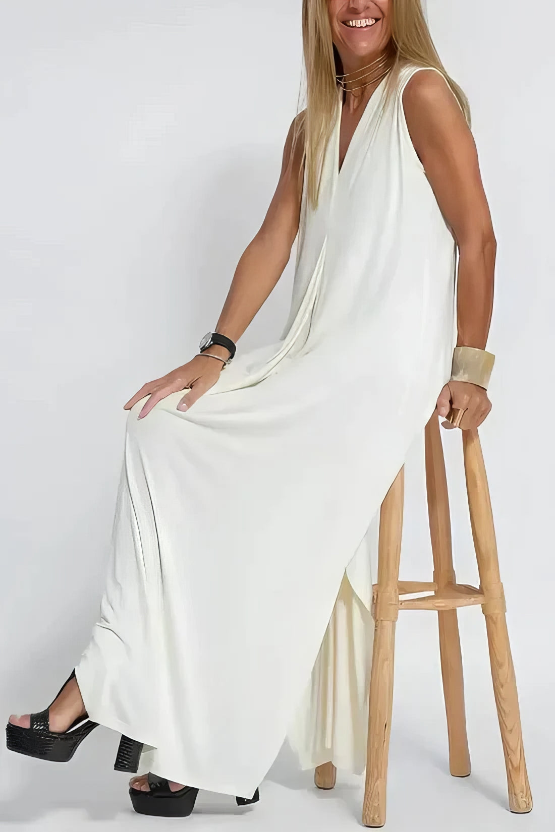 Robe longue élégante + cardigan assorti