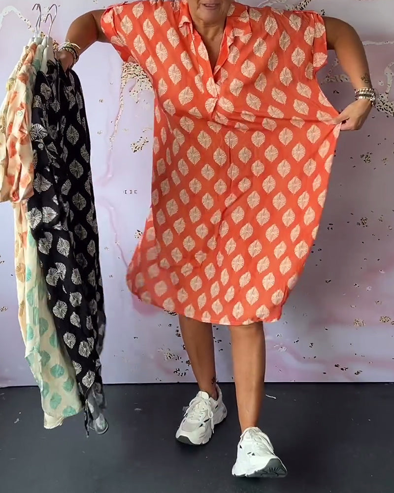 Liora™ | Robe printanière ample avec col à revers et manches courtes