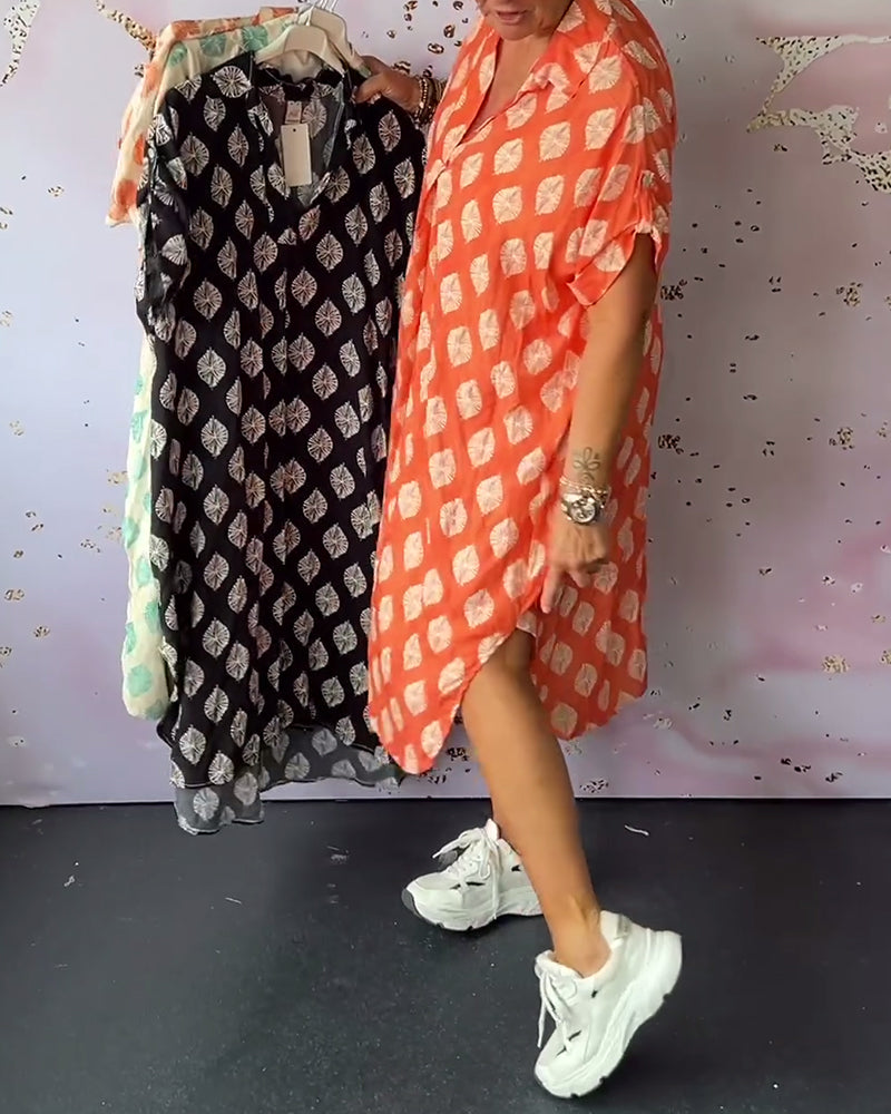 Liora™ | Robe printanière ample avec col à revers et manches courtes