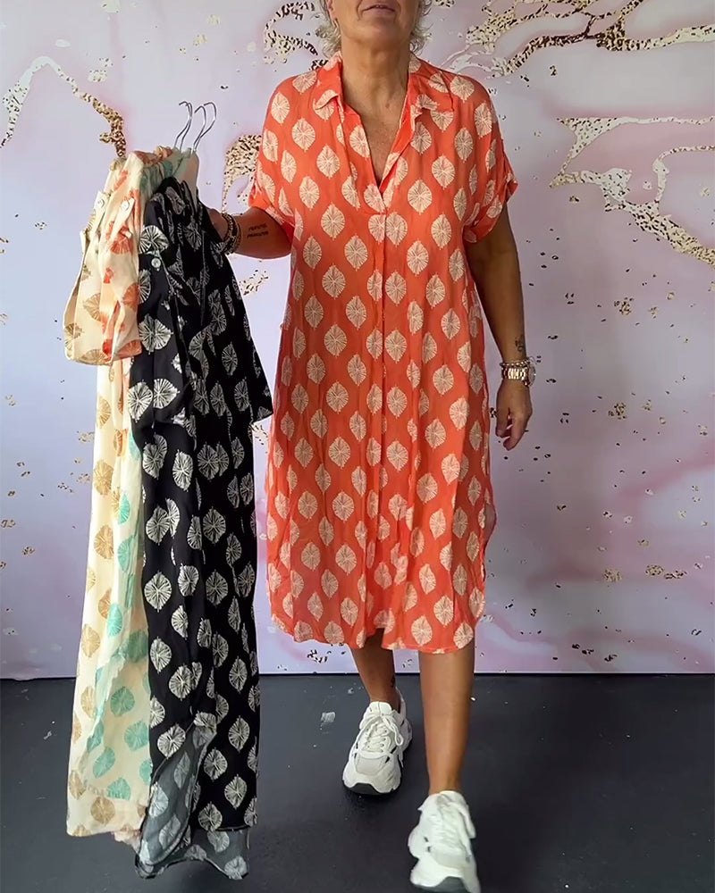 Liora™ | Robe printanière ample avec col à revers et manches courtes